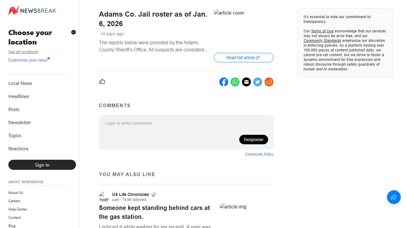 Adams Co. Jail roster as of Jan. 6, 2026 - NewsBreak
