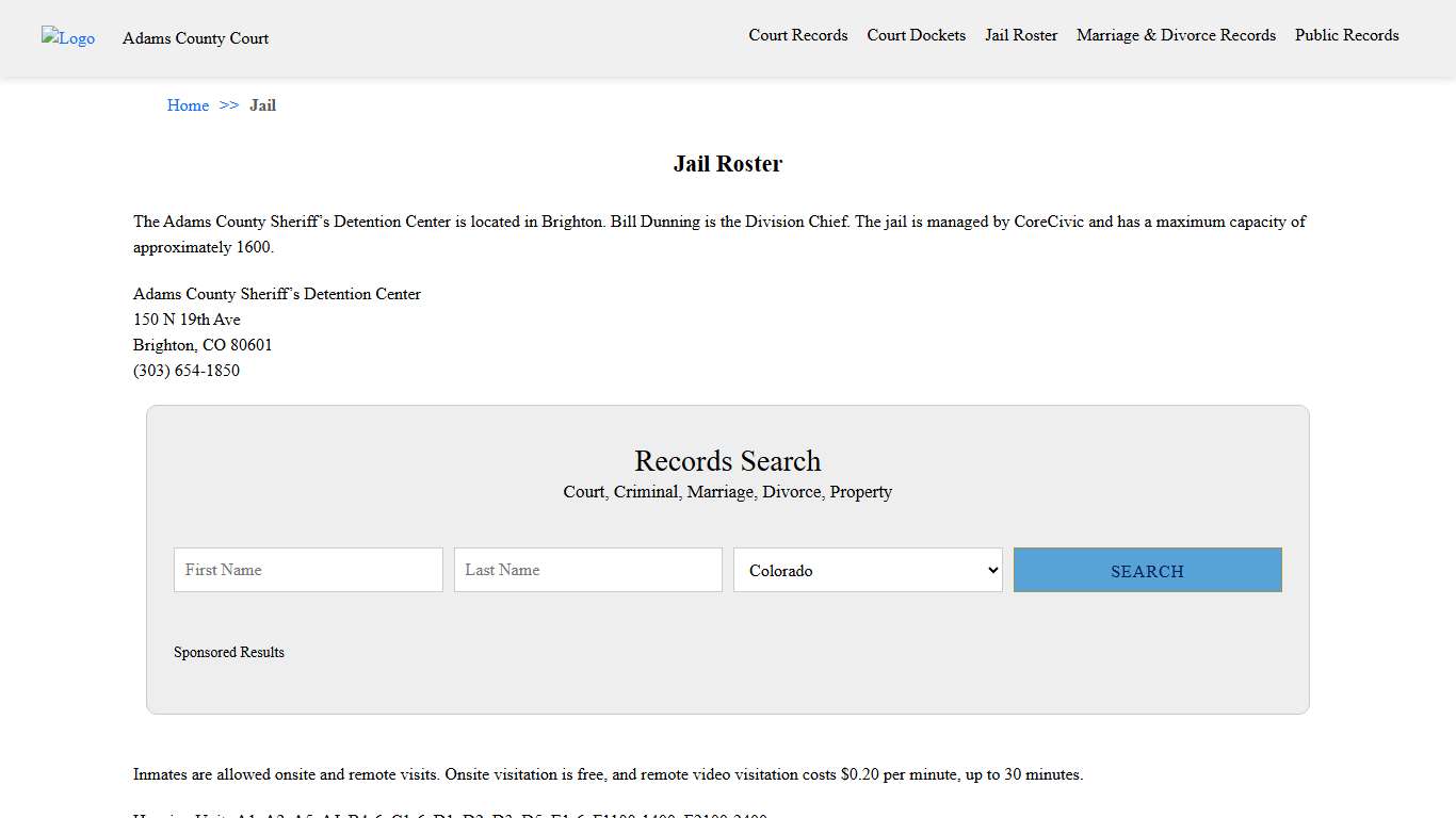 Jail Roster | Adams County Court